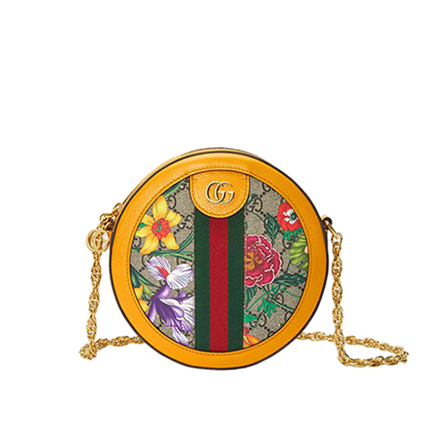 [스페셜오더]GUCCI-550618 9781 구찌 오피디아 옐로우 온라인 단독 GG 플로라 미니 라운드 숄더백