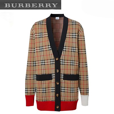 BURBERRY-80240761 버버리 빈티지 체크 메리노 울 블렌드 자카드 카디건