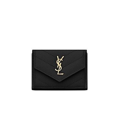 [스페셜오더]SAINT LAURENT-505118 생 로랑 블랙 마틀라세 금장 모노그램 티니 월릿