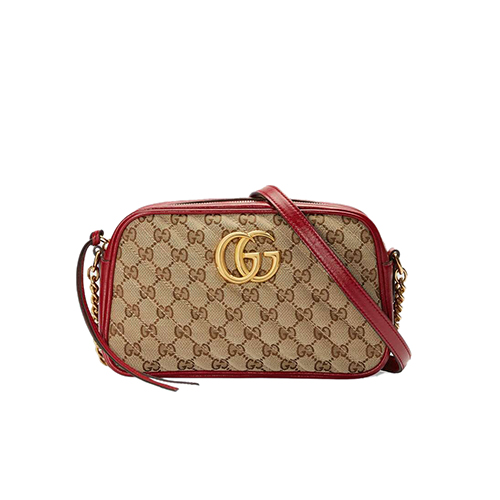 [스페셜오더]GUCCI-447632 8561 구찌 GG 마몽 베이지/레드 스몰 핸드백