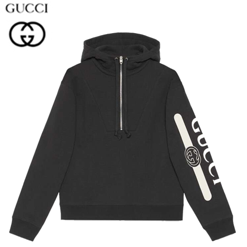 GUCCI-627079 1059 구찌 블랙 구찌 로고 프린트 후드 스웨트셔츠 남여공용