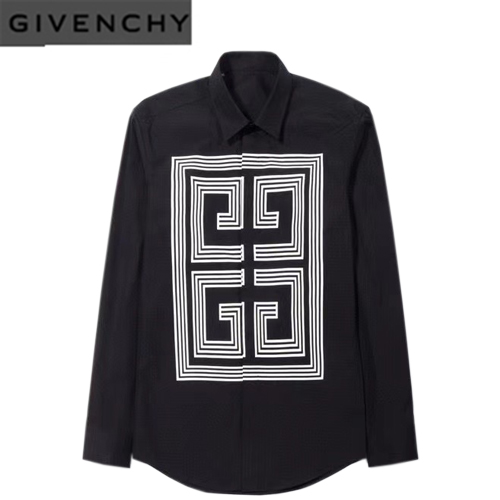 GIVENCHY-08277 지방시 블랙 프린트 장식 셔츠 남성용