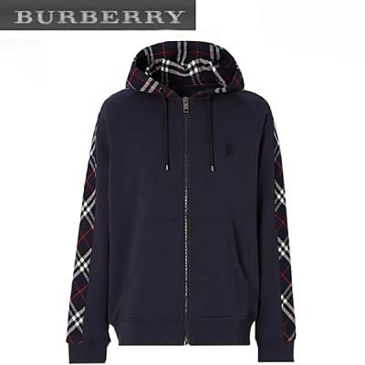 BURBERRY-80143491 버버리 네이비 빈티지 체크 패널 후드 톱 남여공용