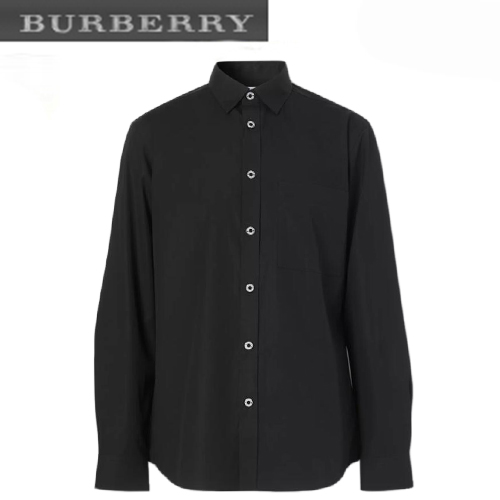 BURBERRY-80288761 버버리 블랙 슬림핏 스트레치 포플린 셔츠