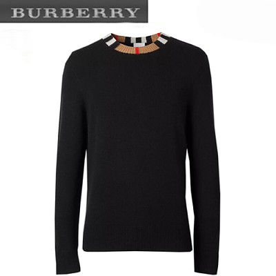 BURBERRY-80234611 버버리 블랙 아이콘 스트라이프 트리밍 스웨터