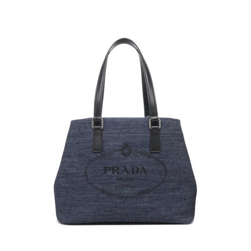 [스페셜오더]PRADA-1BG356 프라다 블루 데님 프린트 로고 토트백