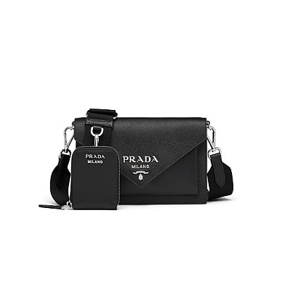 [스페셜오더]PRADA-1BP020 프라다 블랙 사피아노 가죽 미니 엔벨로프 백