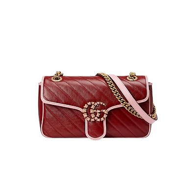 [스페셜오더]GUCCI-443497 4340 구찌 GG 마몽 블루 가죽 스몰 숄더백
