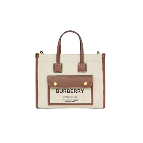 [스페셜오더]BURBERRY-80441431 버버리 탠 미니 투톤 캔버스 레더 프레야 백