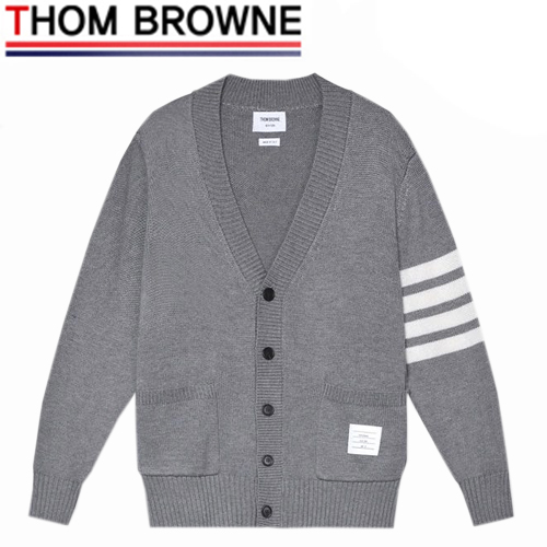 THOM BROWNE-08252 톰 브라운 그레이 스트라이프 장식 가디건 남여공용