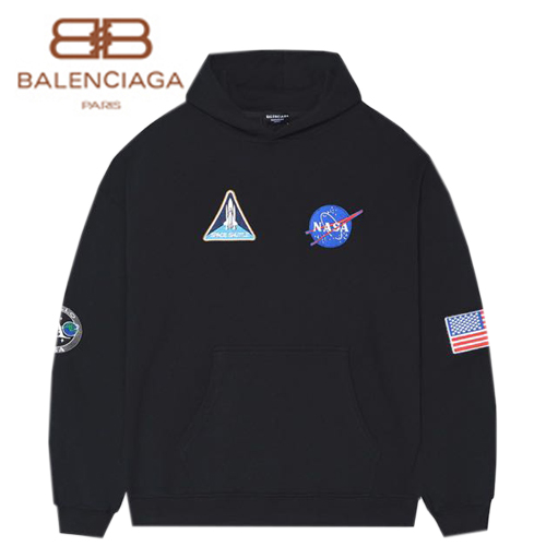 BALENCIAGA-651799 발렌시아가 블랙 SPACE BOXY 후드 티셔츠 남여공용