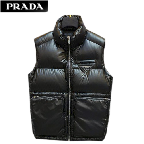 PRADA-09297 프라다 블랙 트라이앵글 로고 패딩 조끼 남성용