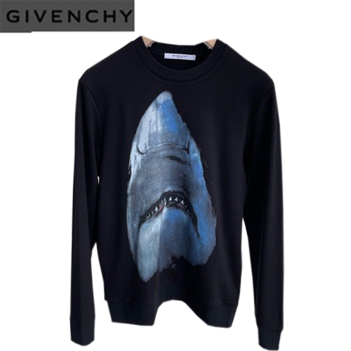 GIVENCHY-102611 지방시 블랙 상어 프린트 장식 스웨트셔츠 남성용