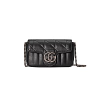 GUCCI-476433 1000 구찌 블랙 페이턴트 가죽 GG 마몽 수퍼 미니백