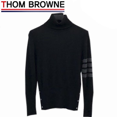 THOM BROWNE-12099 톰 브라운 다크 그레이 캐시미어 목폴라 티셔츠 남여공용