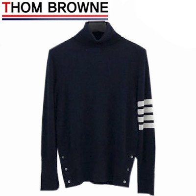 THOM BROWNE-12097 톰 브라운 블랙 캐시미어 목폴라 티셔츠 남여공용