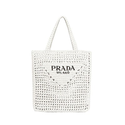 [스페셜오더]PRADA-1BG393 프라다 화이트 라피아 토트 백