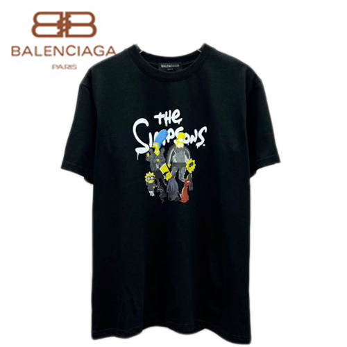 BALENCIA**-032119 발렌시아가 블랙 The Simpsons 티셔츠 남성용