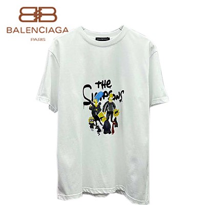 BALENCIA**-032120 발렌시아가 화이트 The Simpsons 티셔츠 남성용