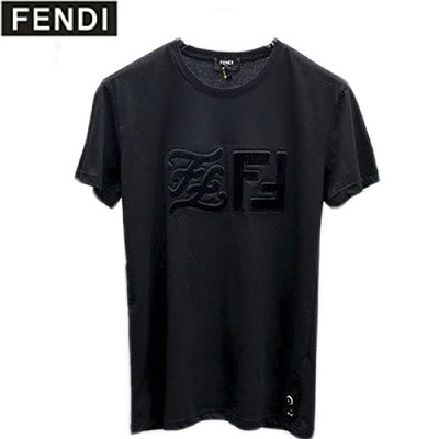 FEND*-04137 펜디 블랙 FF 로고 장식 티셔츠 남성용