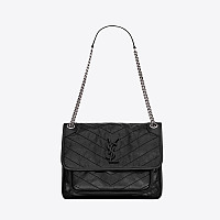 [스페셜오더]SAINT LAURENT-5489421 생 로랑 블랙 크로커다일 무늬 가죽 미디엄 니키 체인백