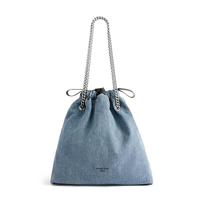 BALENCIAGA-742941 발렌시아가 블루 데님 CRUSH 미디엄 토트백 39cm