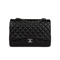 CHANEL-A58601 샤넬 클래식 블랙 골드 캐비어 맥시 더블 플랩 백 33cm