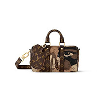 LOUIS VUITTON-M11595 루이비통 블랙 브러시드 모노그램 키폴 반둘리에 25