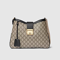 GUCCI-‎795113 구찌 베이지/에보니 브라운 패들락 GG 미디엄 숄더백 32.5cm