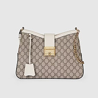 GUCCI-‎795113 구찌 베이지/에보니 브라운 패들락 GG 미디엄 숄더백 32.5cm