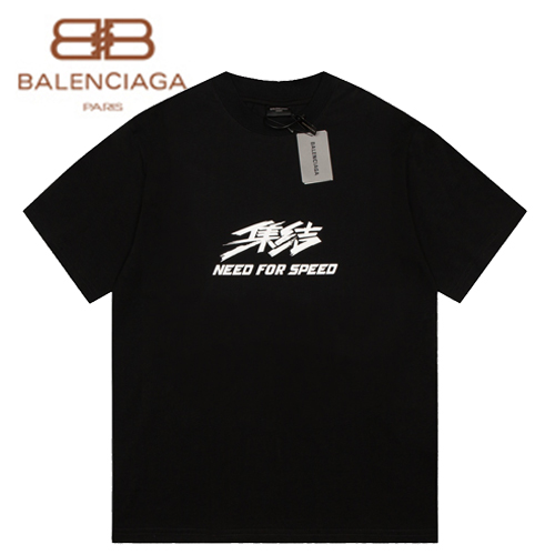 BALENCIAGA-07301 발렌시아가 블랙 프린트 장식 티셔츠 남여공용