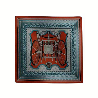 HERMES-H244170S 에르메스 오렌지 Les Roues de Phaeton Bandana 숄140