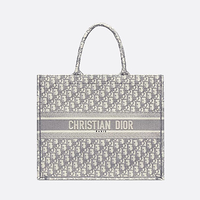 DIOR-디올 에크루/그레이 Oblique 자수 Dior Book Tote 라지 토트백 42cm - M1286ZRIW_M20I