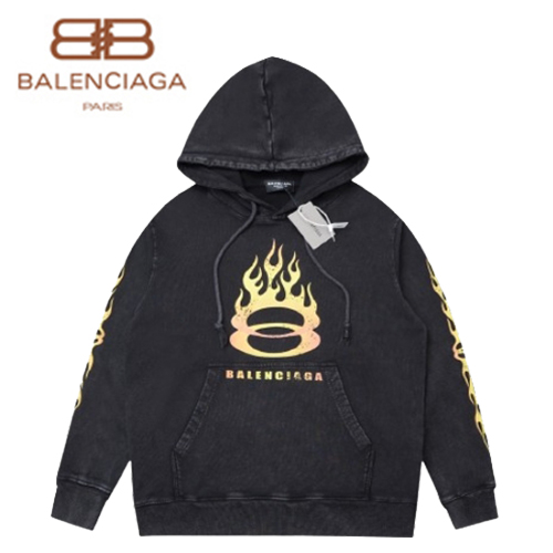 BALENCIAGA-090915 발렌시아가 블랙 프린트 장식 워싱 후드 티셔츠 남성용