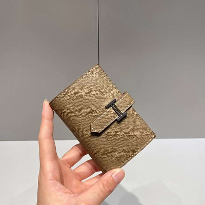 HERMES-에르메스 골드/골드 앱송 베안 미니 카드 홀더 10.5cm