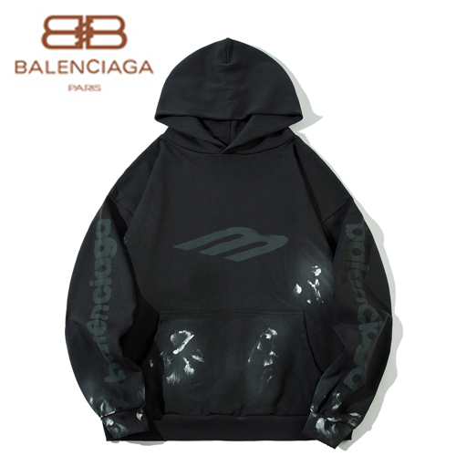 BALENCIAGA-09255 발렌시아가 블랙 프린트 장식 후드 티셔츠 남여공용