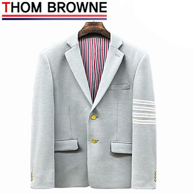 THOM BROWNE-092912 톰 브라운 라이트 그레이 스트라이프 장식 투 버튼 수트 남성용