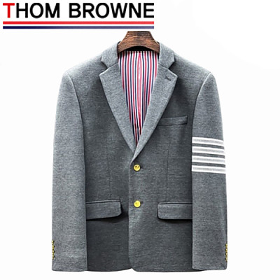 THOM BROWNE-092912 톰 브라운 라이트 그레이 스트라이프 장식 투 버튼 수트 남성용