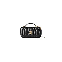 GUCCI-806017 1000 구찌 블랙 패딩 가죽 GG 밀라노 미니 탑 핸들백