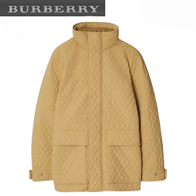 BURBERRY-80938771 버버리 베이지 체크 후드 퀼팅 나일론 재킷 여성용