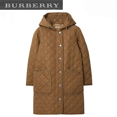 BURBERRY-80745231 버버리 카키 퀼팅 나일론 코트 여성용