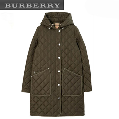 BURBERRY-80776601 버버리 브라운 퀼팅 나일론 코트 여성용