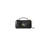 GUCCI-806017 1000 구찌 블랙 패딩 가죽 GG 밀라노 미니 탑 핸들백