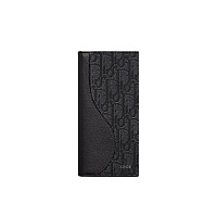 DIOR-2ADBC33 디올 블랙 송아지 가죽 Saddle 버티컬 장지갑