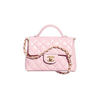 CHANEL-AS5355 샤넬 화이트 램스킨 핸들 장식 스몰 플랩 백