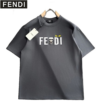 FENDI-06269 펜디 블랙 아플리케 프린트 장식 티셔츠 남성용