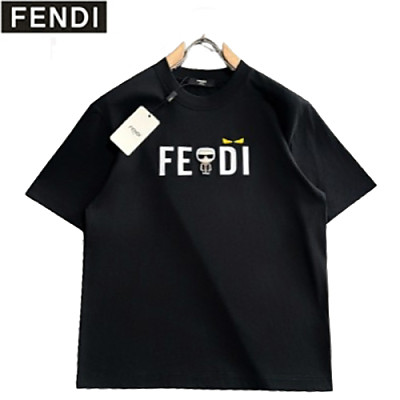 FENDI-06268 펜디 그레이 아플리케 프린트 장식 티셔츠 남성용