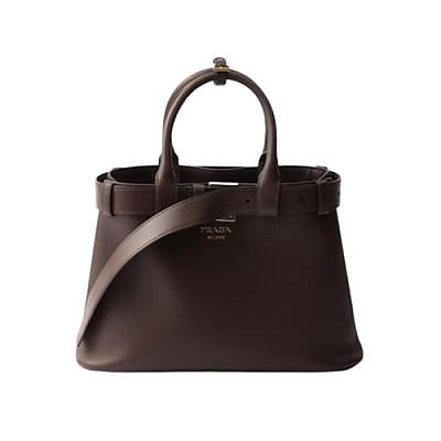 PRADA-1BA434 프라다 다크 브라운 미디엄 스웨이드 프라다 버클 백