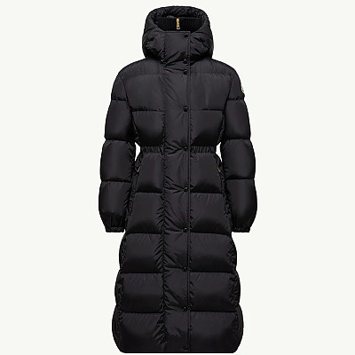 MONCLER-C00022539ZC 몽클레어 Chamer 울 트리밍 후드 롱 다운 재킷 화이트 여성용