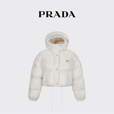 PRADA-112400 프라다 2025 가을/겨울 신상 여성용 후드 퀼팅 패딩 점퍼 화이트 여성용